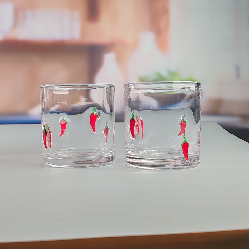 chất lượng 14oz Chili Decorative DOF Glass Heart Shape Water Tumbler Glasses Mexico Rock Glass Cup for Wedding Party Gift nhà máy sản xuất