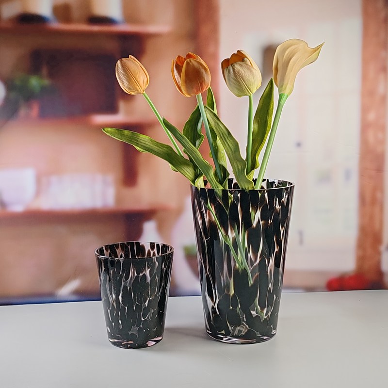 chất lượng Handmade Amber Glass Vase Modern Unique Vase for Table Centerpiece Decorative Flower Vases for Home Office Wedding(S size) nhà máy sản xuất