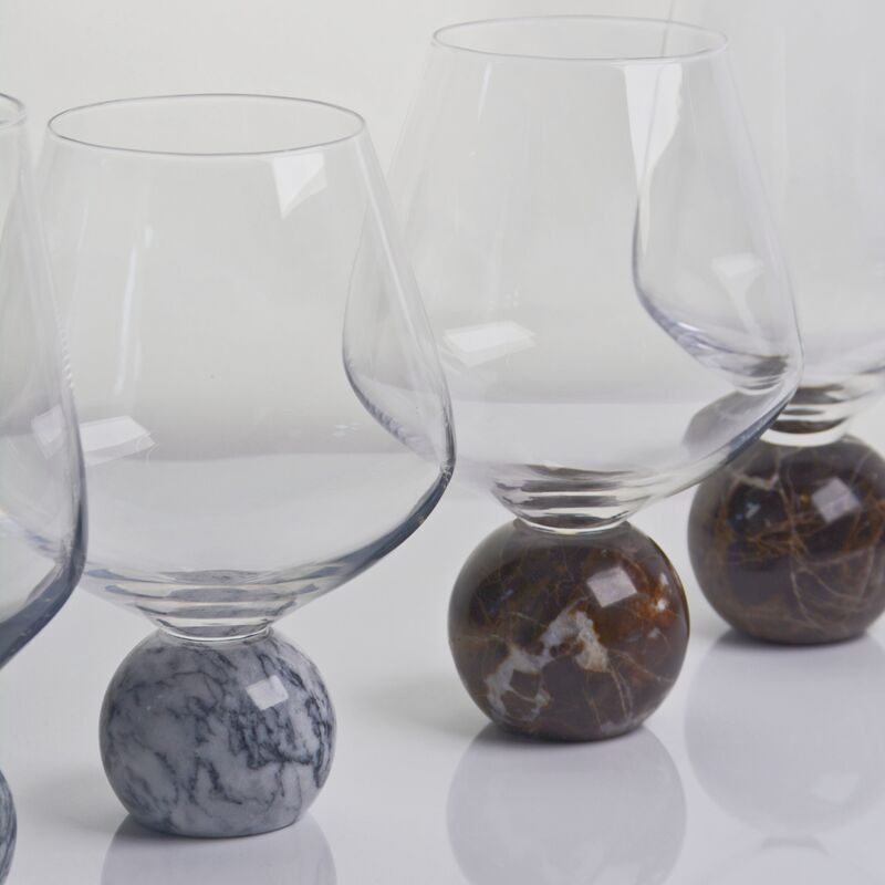 chất lượng Marble Sphere Base Crystal Wine Glass Set Handblown Ultra Clear Crystal with Natural Stone Elegance Ideal for Daily and Special Gatherings nhà máy sản xuất