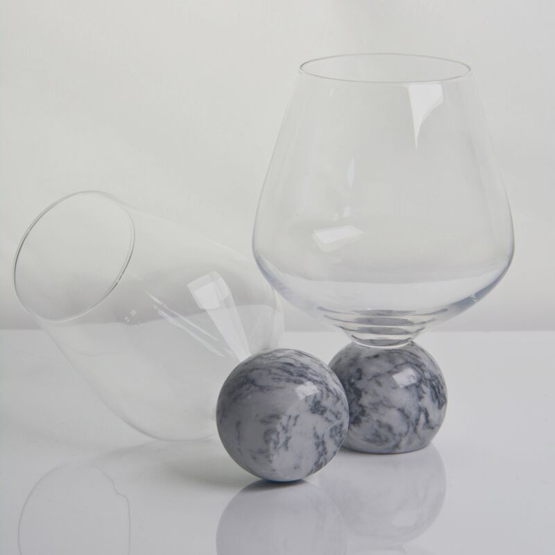 chất lượng Marble Sphere Base Crystal Wine Glass Set Handblown Ultra Clear Crystal with Natural Stone Elegance Ideal for Daily and Special Gatherings nhà máy sản xuất