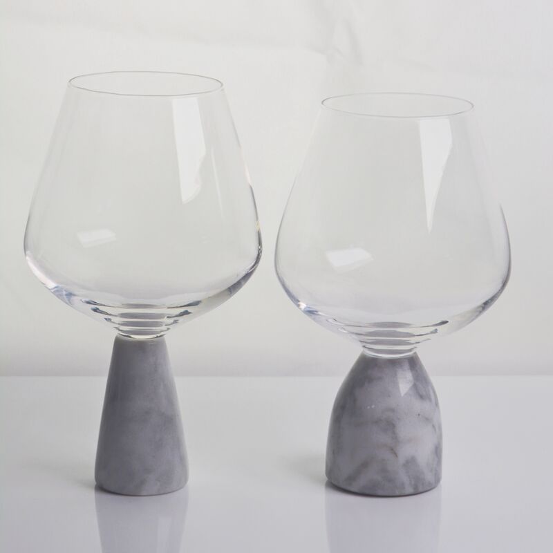 chất lượng Hand Blown Crystal Wine Glass with Modern Gray Marble Stem Base Ultra Clear Bowl Perfect for Dinner Parties and Everyday nhà máy sản xuất