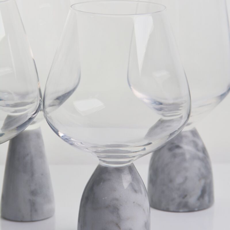 chất lượng Hand Blown Crystal Wine Glass with Modern Gray Marble Stem Base Ultra Clear Bowl Perfect for Dinner Parties and Everyday nhà máy sản xuất