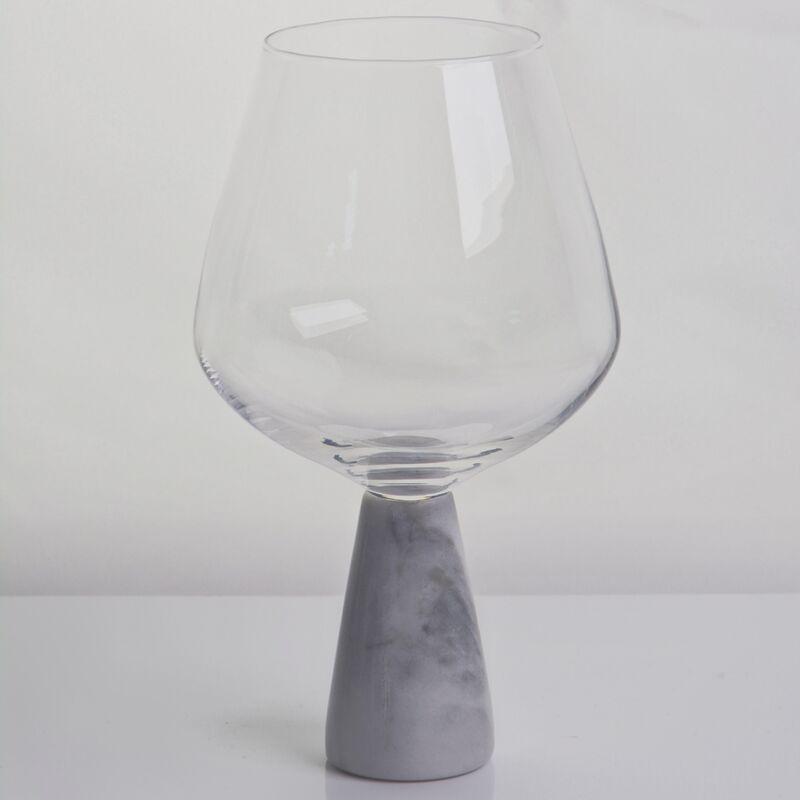 chất lượng Hand Blown Crystal Wine Glass with Modern Gray Marble Stem Base Ultra Clear Bowl Perfect for Dinner Parties and Everyday nhà máy sản xuất