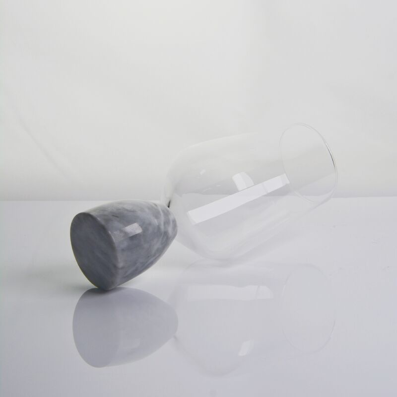 chất lượng Hand Blown Crystal Wine Glass with Modern Gray Marble Stem Base Ultra Clear Bowl Perfect for Dinner Parties and Everyday nhà máy sản xuất