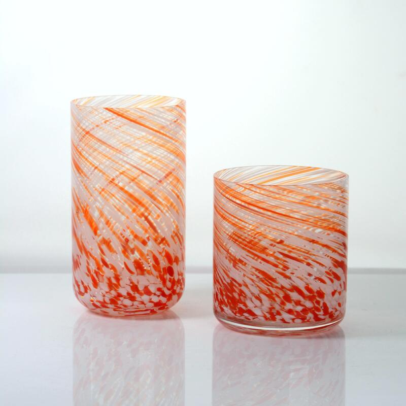 chất lượng Hand-blown Orange Swirl Confetti Glass Cup - Artisan Crafted Drinking Glass for Whiskey and Cocktails nhà máy sản xuất