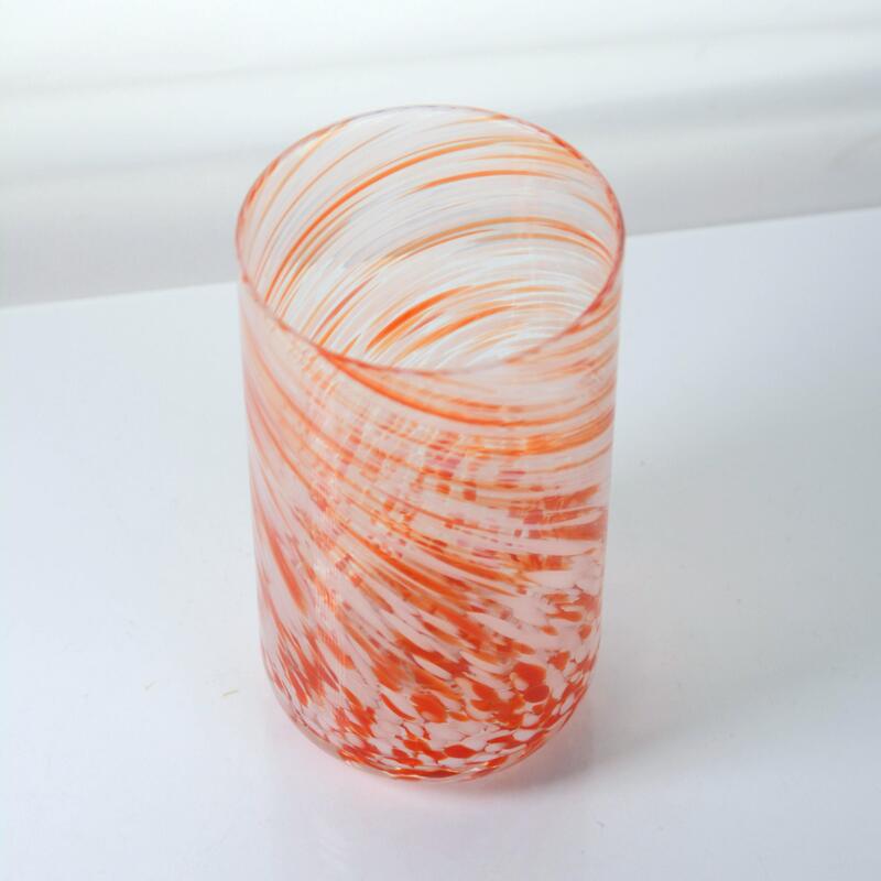 chất lượng Hand-blown Orange Swirl Confetti Glass Cup - Artisan Crafted Drinking Glass for Whiskey and Cocktails nhà máy sản xuất