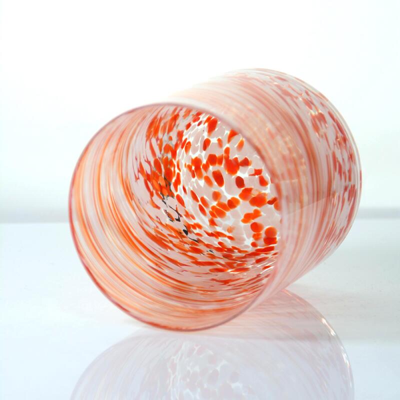 chất lượng Hand-blown Orange Swirl Confetti Glass Cup - Artisan Crafted Drinking Glass for Whiskey and Cocktails nhà máy sản xuất