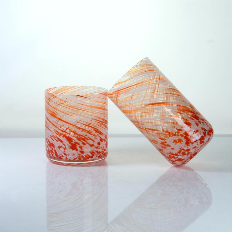 chất lượng Hand-blown Orange Swirl Confetti Glass Cup - Artisan Crafted Drinking Glass for Whiskey and Cocktails nhà máy sản xuất