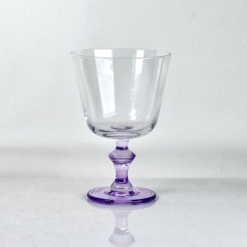 chất lượng 4‑Pack Vintage Purple Stem Wine Glasses, Assorted Shapes Clear Cup with Decorative Purple Stem, Handblown Glass Goblets for Wedding Party Home Tabletop Decoration nhà máy sản xuất