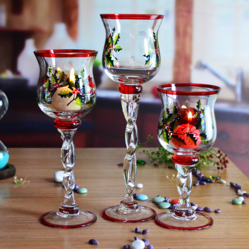 chất lượng Glass Candle Holders For Christmas nhà máy sản xuất