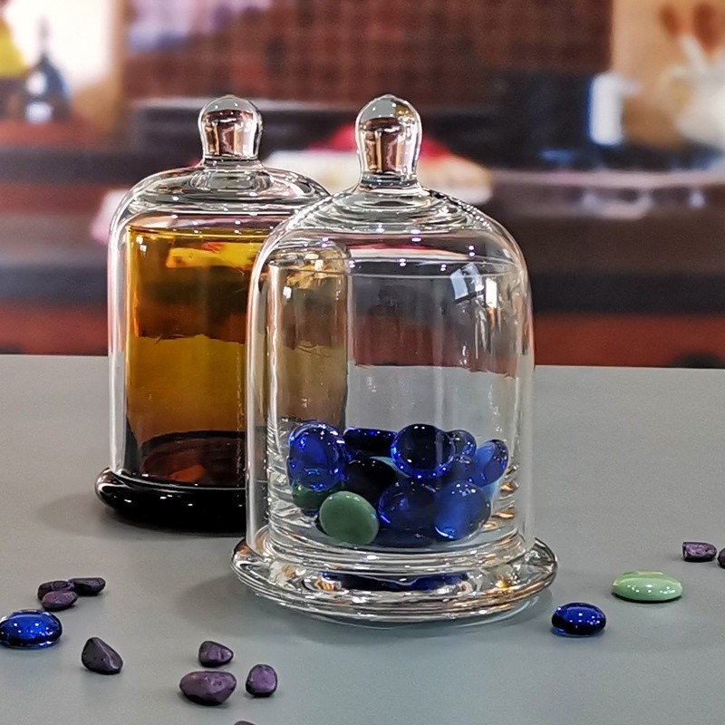 chất lượng Customized Color Glass Cloche Jar with Bell Dome Glass Lid For Candle Wax nhà máy sản xuất