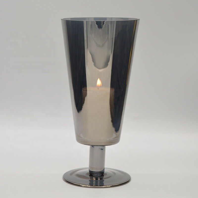 chất lượng Stemed Electroplated Grey Glass Candle Holder Centerpieces nhà máy sản xuất