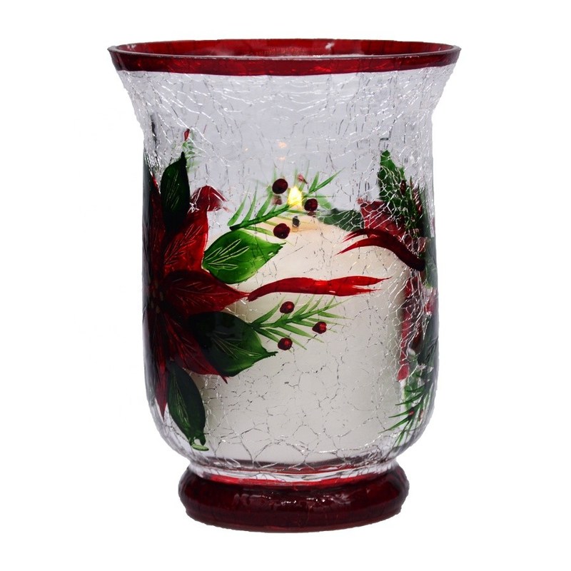 chất lượng Ice Crack Classic American Glass Hurricane Candle Holder nhà máy sản xuất