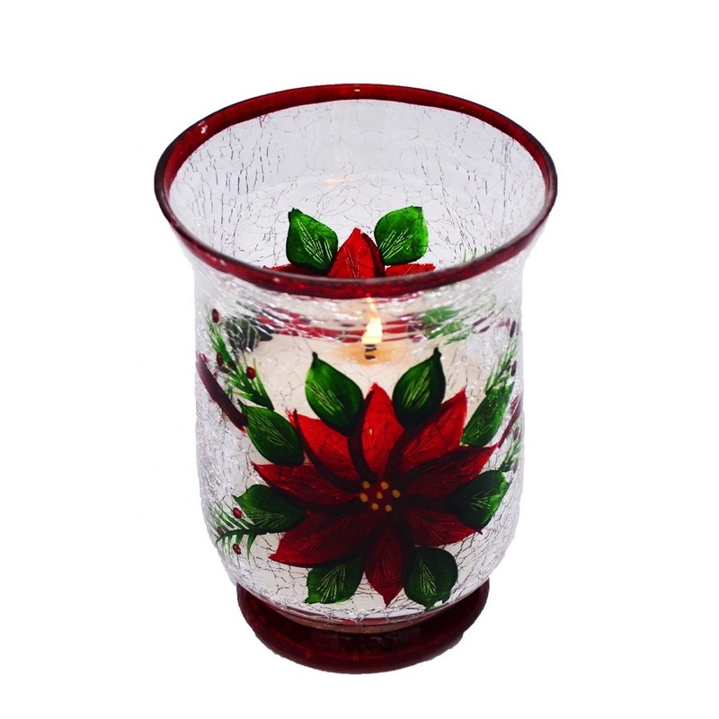 chất lượng Ice Crack Classic American Glass Hurricane Candle Holder nhà máy sản xuất