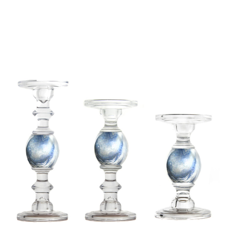 chất lượng Crystal 3 Size Long Stem Candle Holders With Marble Planet nhà máy sản xuất
