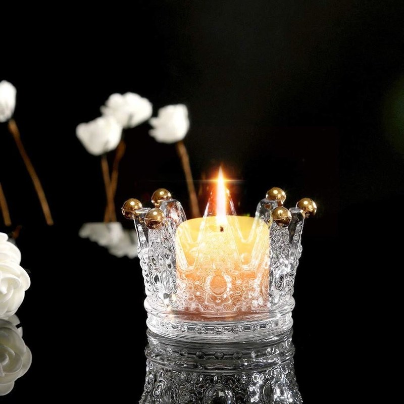 chất lượng Classic Crown Clear Glass Candle Holders nhà máy sản xuất