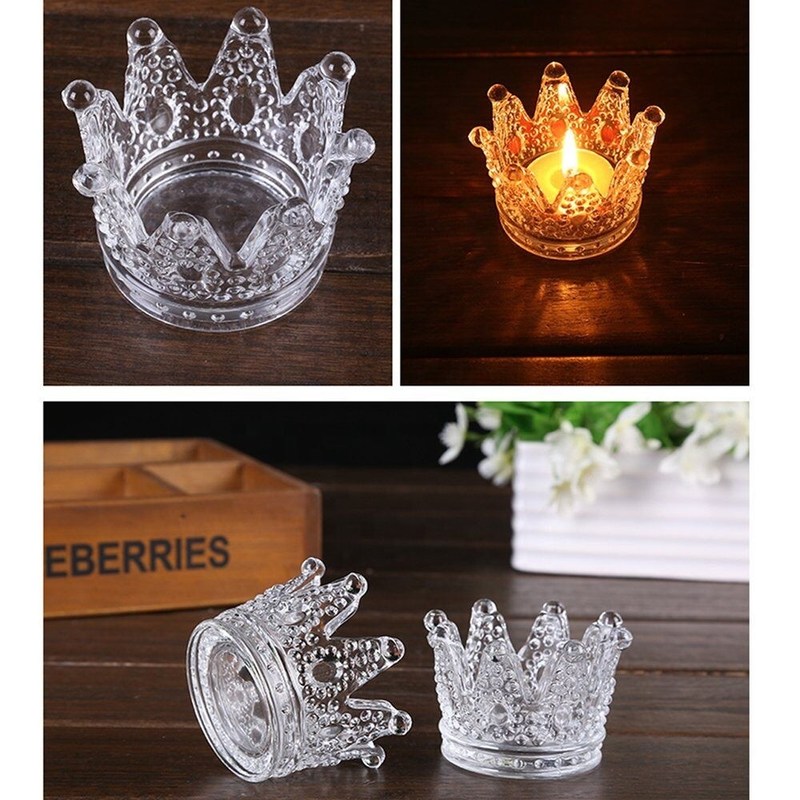 chất lượng Romantic Crown Tea Light Mini Votive Candle Holders ,  Glass Cylinder Candle Holders For Party nhà máy sản xuất