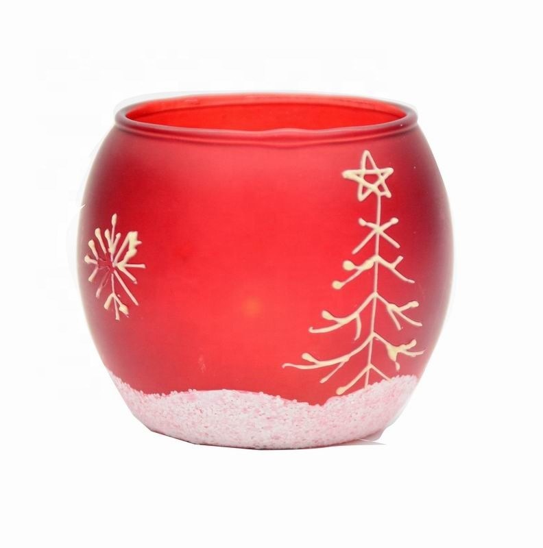 chất lượng Handpainted Christmas Snowflake Glass Cylinder Candle Holders nhà máy sản xuất