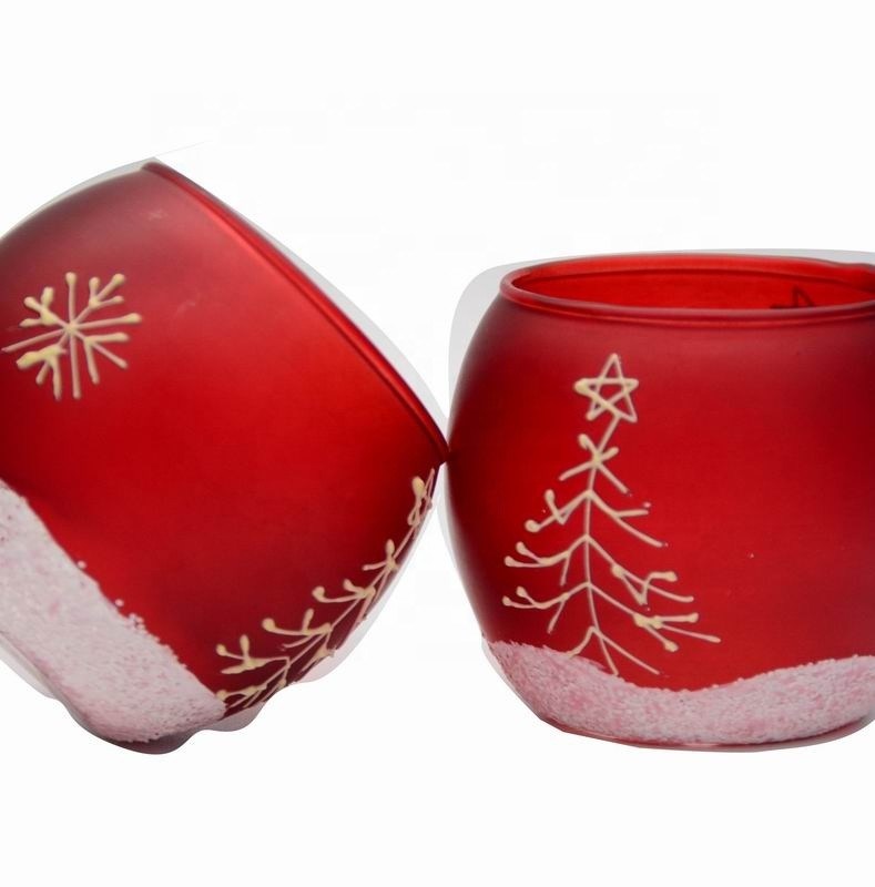 chất lượng Handpainted Christmas Snowflake Glass Cylinder Candle Holders nhà máy sản xuất