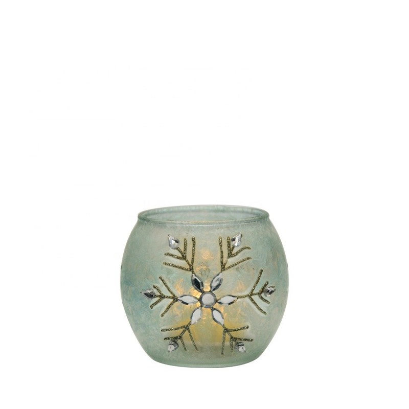 chất lượng Handpainted Christmas Snowflake Glass Cylinder Candle Holders nhà máy sản xuất