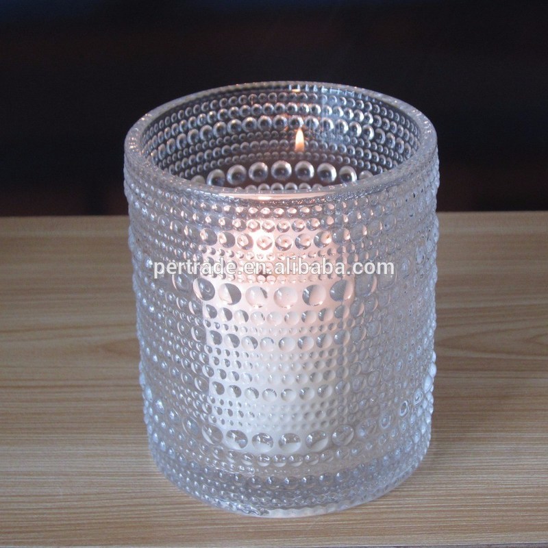 chất lượng Customized Embossed Beads Strings Glass Votive Candle Holders ,  Glass Cylinder Candle Holders nhà máy sản xuất