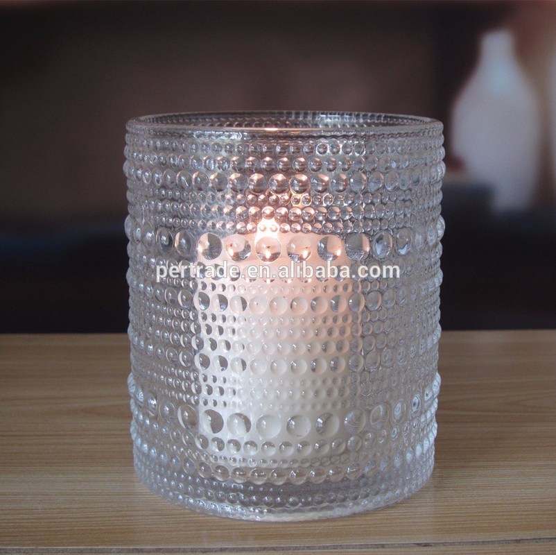 chất lượng Customized Embossed Beads Strings Glass Votive Candle Holders ,  Glass Cylinder Candle Holders nhà máy sản xuất