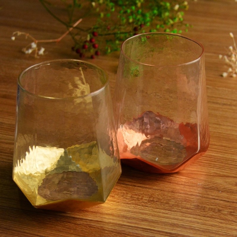 chất lượng Customize Stemless Gold Foil Decorated Crystal Wine Glass nhà máy sản xuất