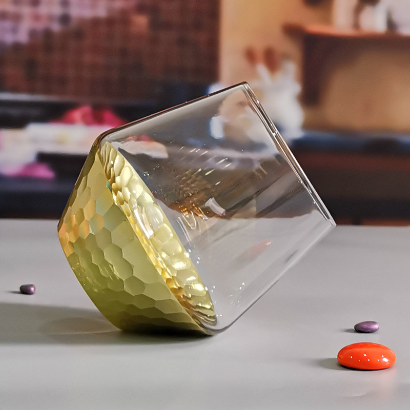 chất lượng 400ml Hand Cut Gold Honeycomb Crystal Wine Glasses nhà máy sản xuất