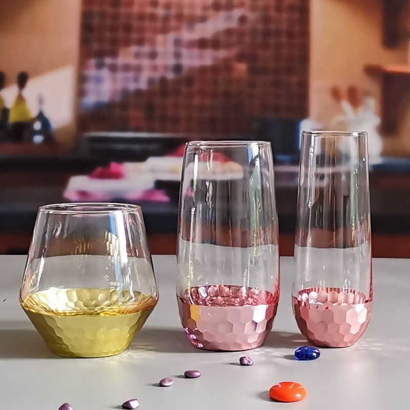 chất lượng 400ml Hand Cut Gold Honeycomb Crystal Wine Glasses nhà máy sản xuất