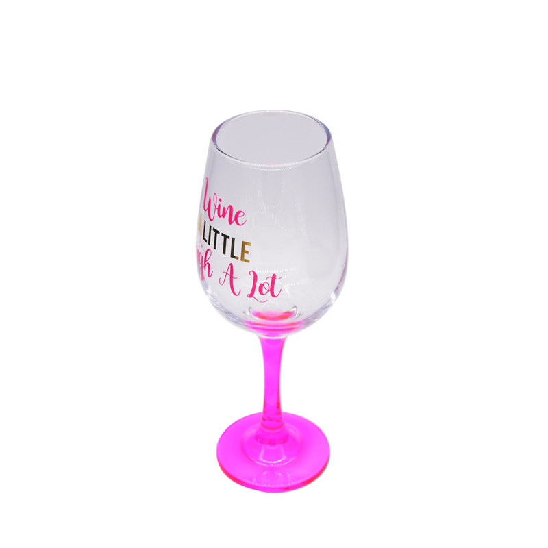 chất lượng 340ml Crystal Wine Glass With Funny Fonts Decal Decoration nhà máy sản xuất