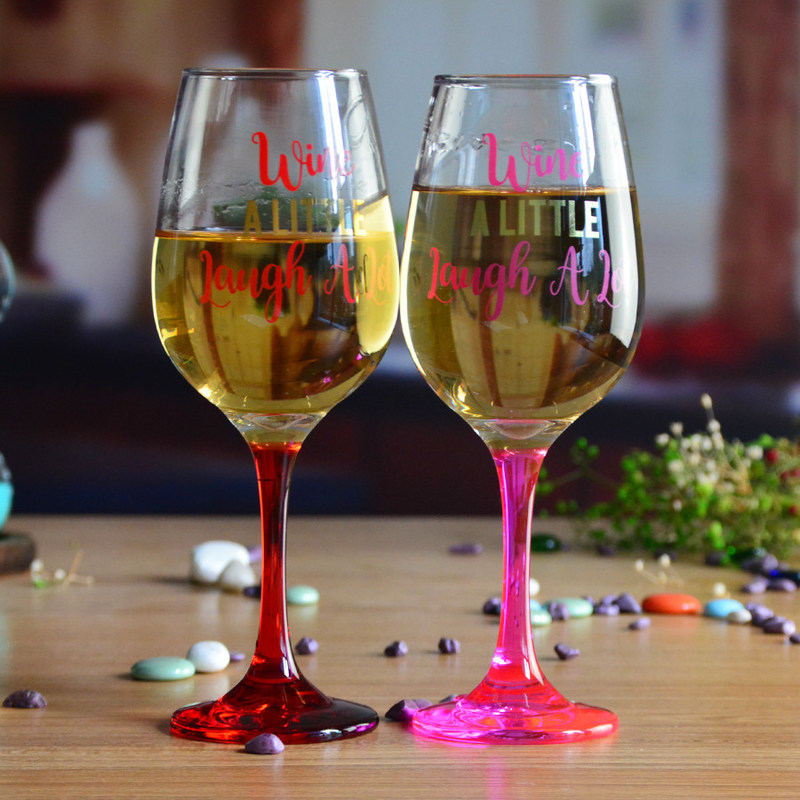 chất lượng 340ml Crystal Wine Glass With Funny Fonts Decal Decoration nhà máy sản xuất