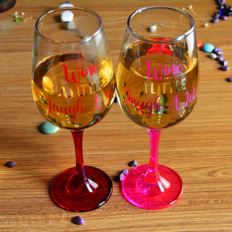 chất lượng 340ml Crystal Wine Glass With Funny Fonts Decal Decoration nhà máy sản xuất