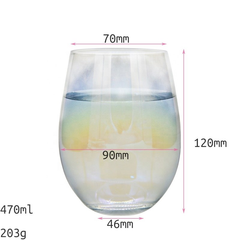 chất lượng Ion Plated Rainbowl 16 Oz Stemless Wine Glass , Antique Crystal Wine Glasses nhà máy sản xuất