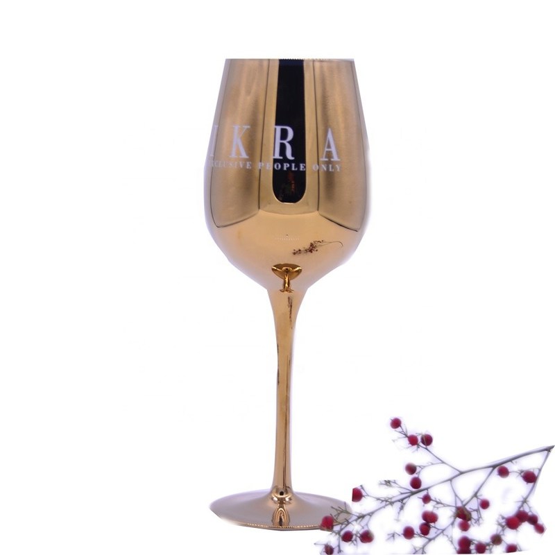 chất lượng Gold Plated 16oz Crystal Wine Glass With Decal Logo For Gift nhà máy sản xuất