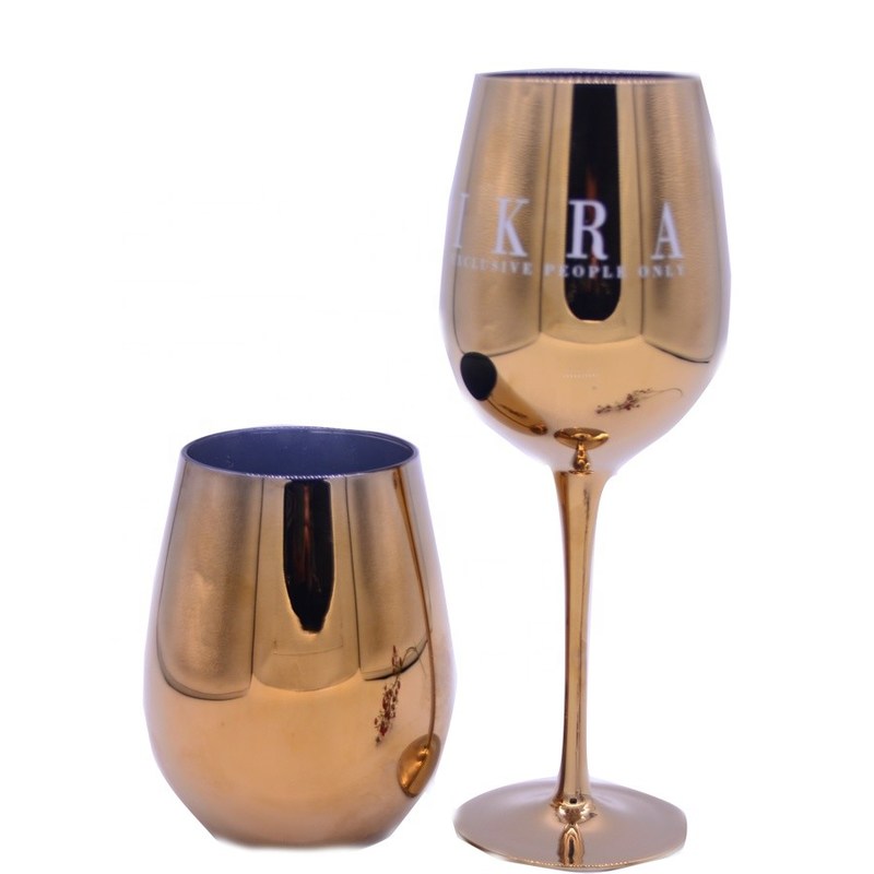 chất lượng Gold Plated 16oz Crystal Wine Glass With Decal Logo For Gift nhà máy sản xuất