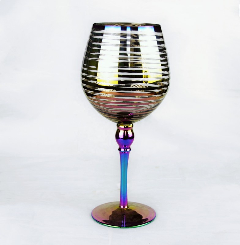 chất lượng Laser Circles Pattern Iridescent Crystal Wine Glass With Pearl Stem nhà máy sản xuất