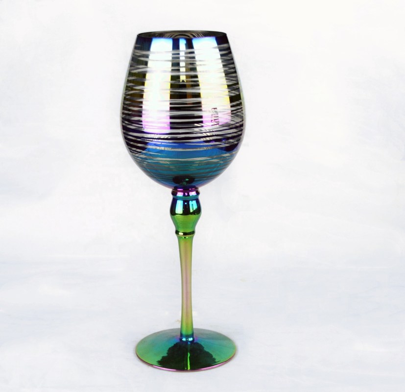 chất lượng Laser Circles Pattern Iridescent Crystal Wine Glass With Pearl Stem nhà máy sản xuất