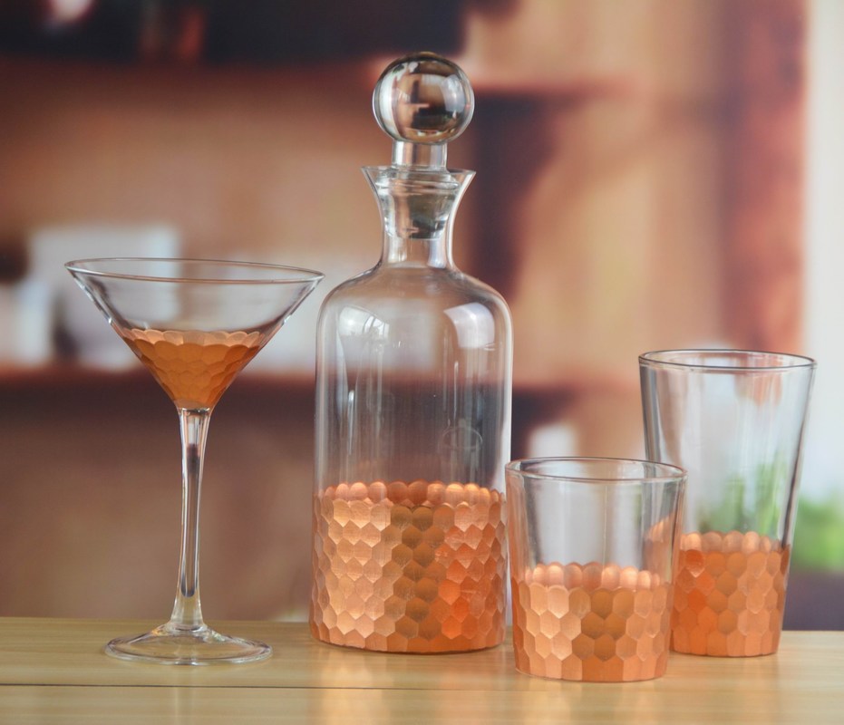 chất lượng 450ml Gold Cutted Honeycomb Stemless Crystal Wine Glass nhà máy sản xuất