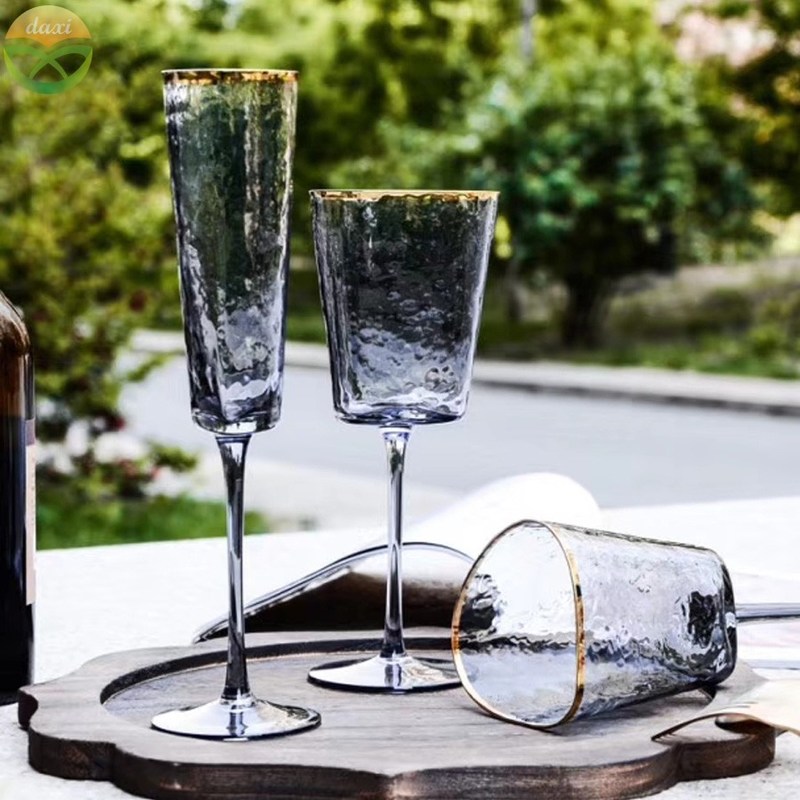 chất lượng Hammer Texture Crystal Wine Glass In Triangle Shape nhà máy sản xuất