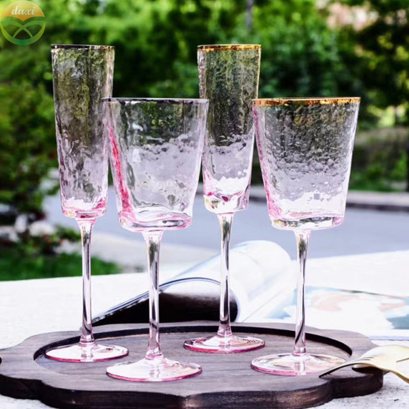chất lượng Hammer Texture Crystal Wine Glass In Triangle Shape nhà máy sản xuất