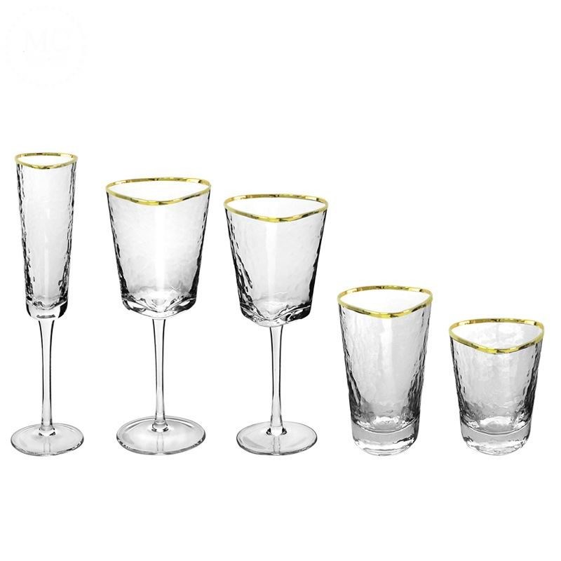 chất lượng Hammer Texture Crystal Wine Glass In Triangle Shape nhà máy sản xuất