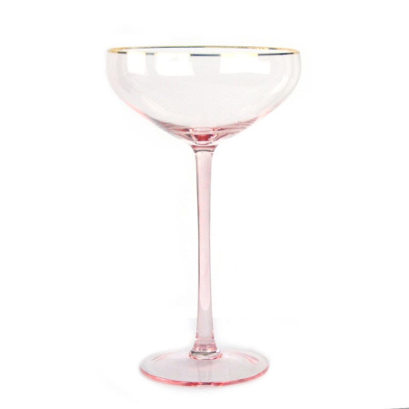 chất lượng Gold Rim Pink Crystal Wine Glass For Holiday Party nhà máy sản xuất