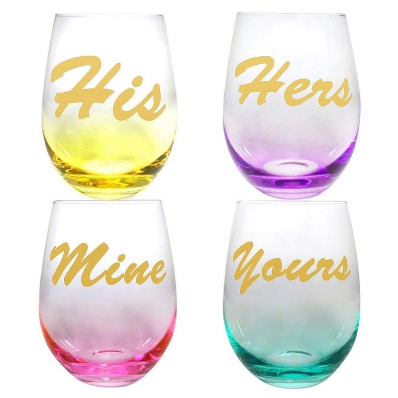 chất lượng Egg Shape  Stemless Clear Wine Glass ，Clear Stemless Wine Glasses With Golden Fonts nhà máy sản xuất