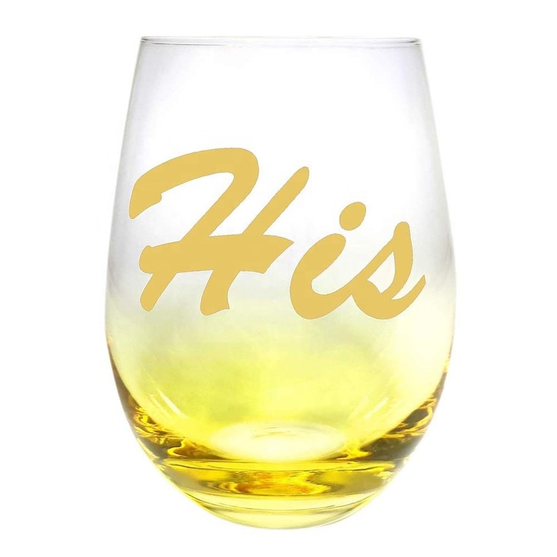 chất lượng Egg Shape  Stemless Clear Wine Glass ，Clear Stemless Wine Glasses With Golden Fonts nhà máy sản xuất