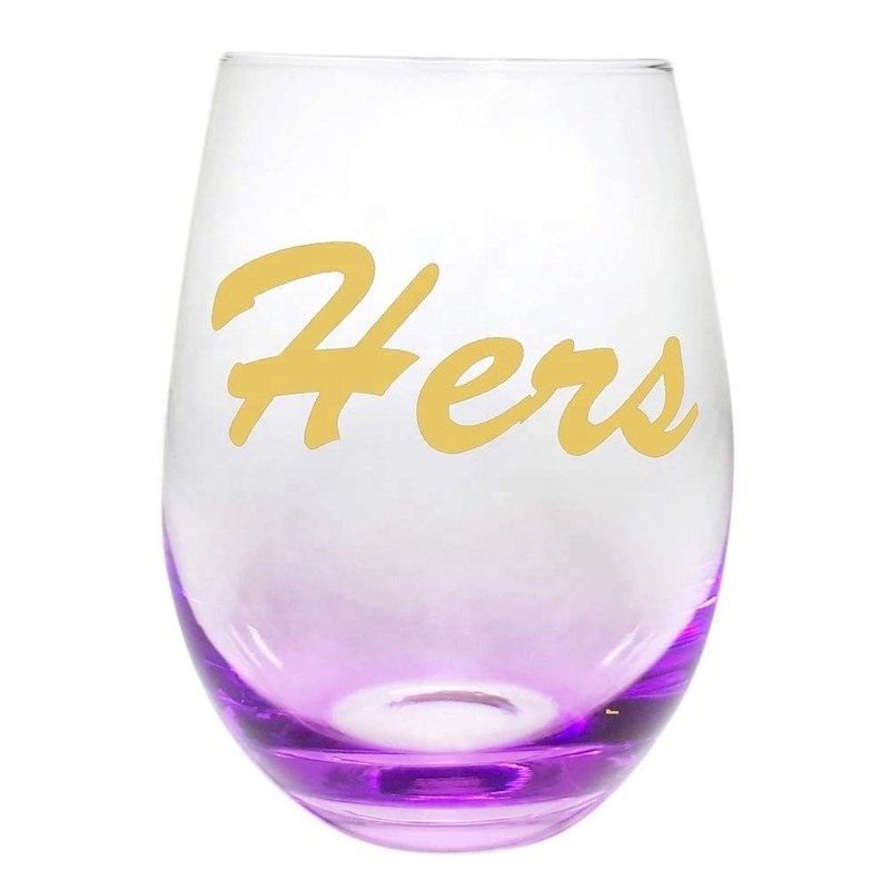 chất lượng Egg Shape  Stemless Clear Wine Glass ，Clear Stemless Wine Glasses With Golden Fonts nhà máy sản xuất