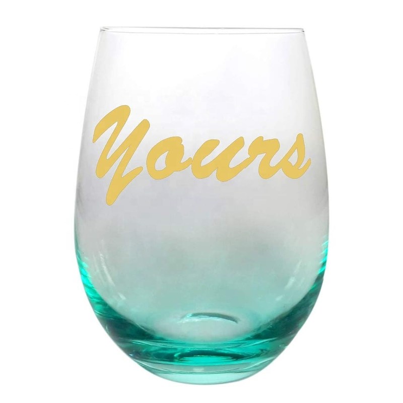 chất lượng Egg Shape  Stemless Clear Wine Glass ，Clear Stemless Wine Glasses With Golden Fonts nhà máy sản xuất