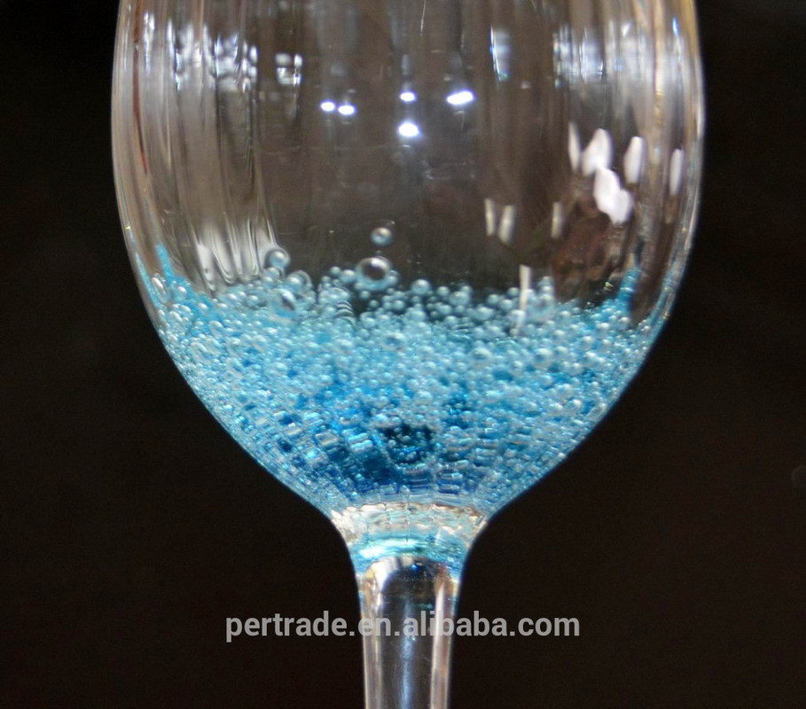 chất lượng Handmade Ocean Blue Wine Goblet Glass With Sparkling Bubbles nhà máy sản xuất