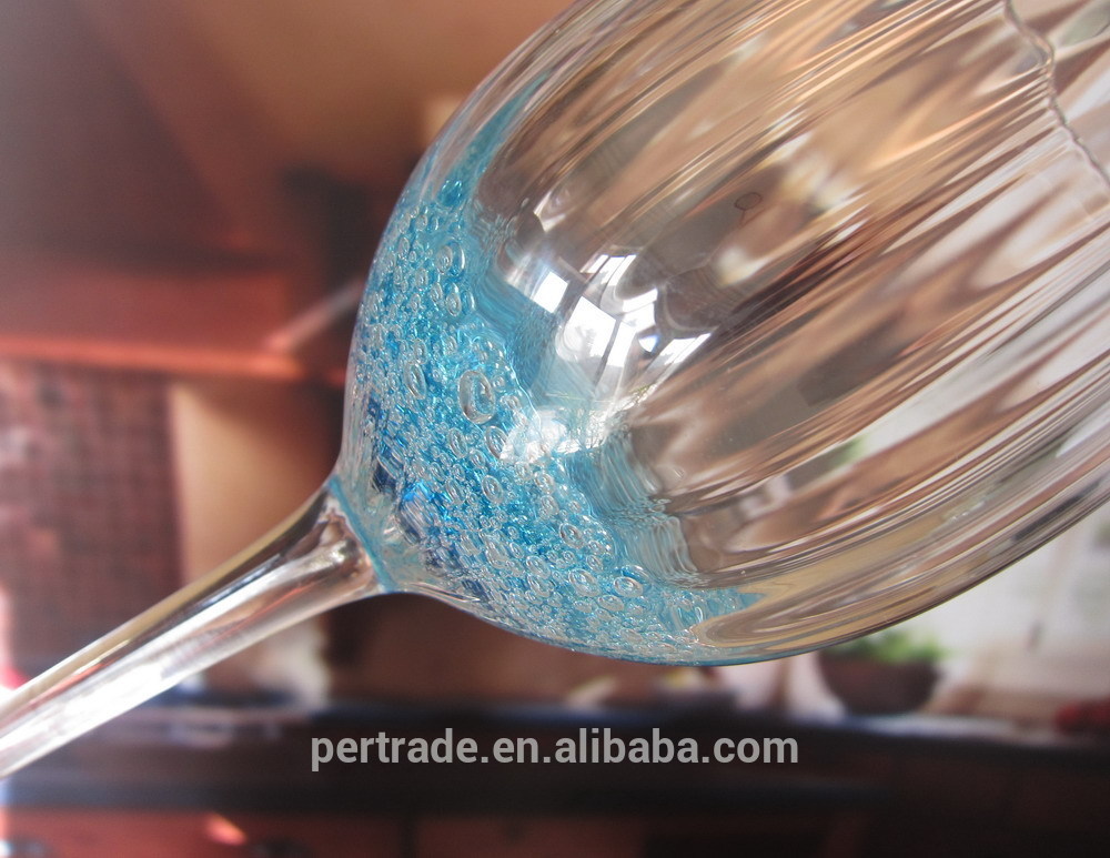 chất lượng Handmade Ocean Blue Wine Goblet Glass With Sparkling Bubbles nhà máy sản xuất