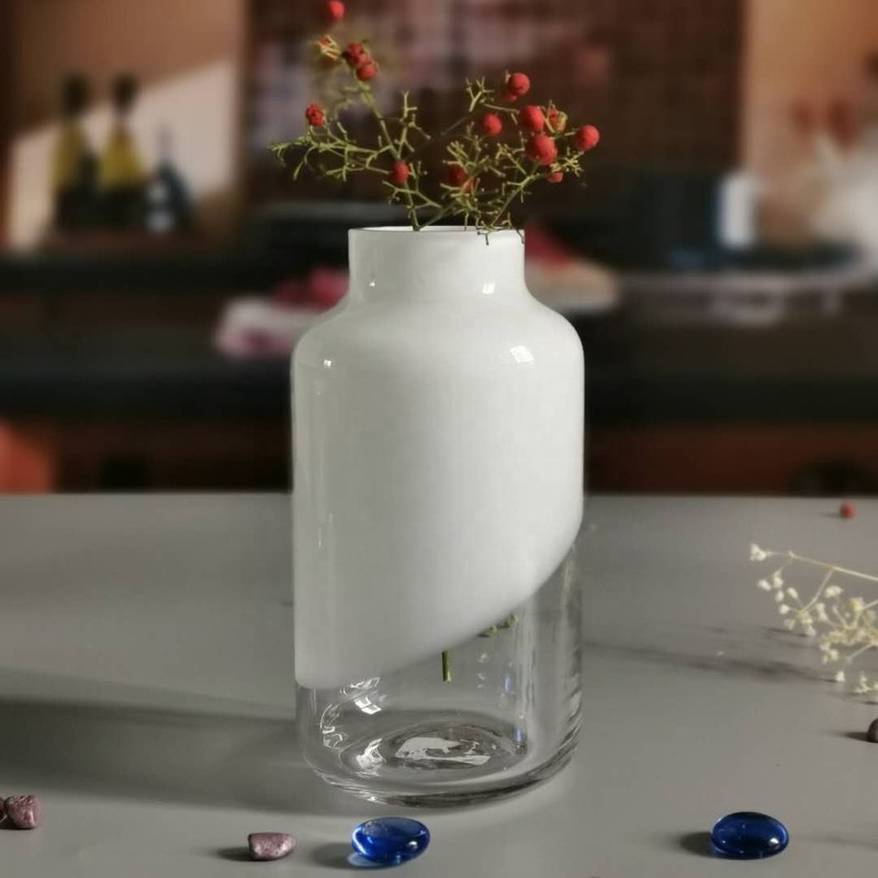 chất lượng Hand Made Solid White Top Half Ceramic Glass Jar Vase nhà máy sản xuất