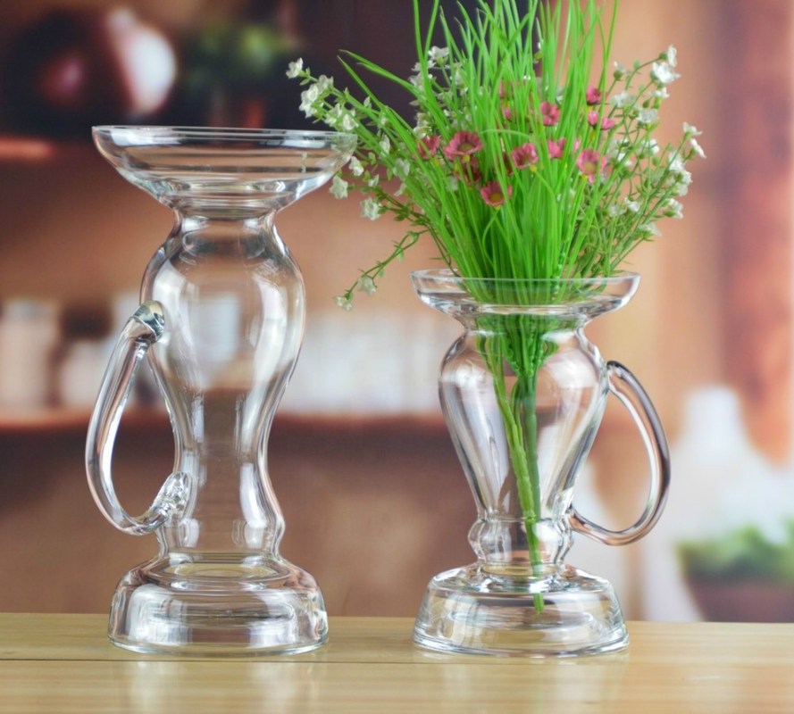 chất lượng New Design Hand Blown Decorative Glass Vase With Handle nhà máy sản xuất